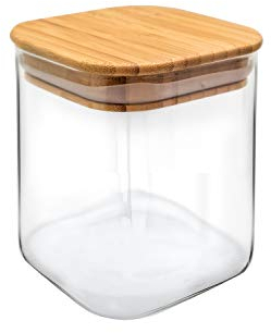 NERTHUS FIH 779 - Tarro de Cristal con Tapa de Bambú, 800 ml