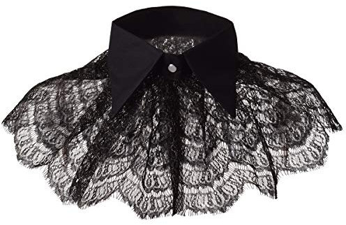 BLESSUME Lolita Halsband, elisabethanisches Rüschen-Design, Gothic, Spitze, Rüschenkragen, Schwarz 1, Einheitsgröße