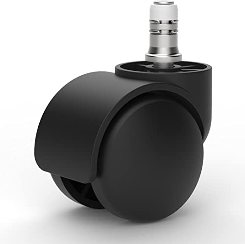 VERSEE Weichbodenrollen 5er-Set Ø 50mm - Schwarz (Nylon) - Für Teppich, Flies (weicher Boden) - Geräuscharm - 150 kg Belastbarkeit - 11mm Steckverbindung - Schonend für den Boden