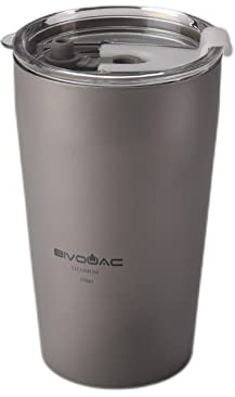 BIVOUAC 500ml Double Wall Titanium Mug No Lid Milk Cup Outdoor Coffee Mug Camping To Go Drinkware (500ml Double Wall)
