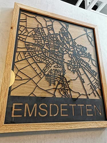 Selfmade Stadtplan 3D personalisiert Holz (Eiche massiv mit Glas)