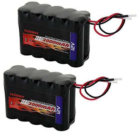 Tenergy 2 Pack 12V 2000mAh Battery Packs RC Battery w/Bare Leads for RC Airplanes, RC Car, DIY and More