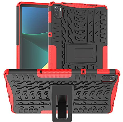 Kemocy Coque pour Xiaomi Pad 5 / Xiaomi Pad 5 Pro 5G, Housse de Protection en PC & TPU avec Support pour Tablette Xiaomi Mi Pad 5 /Mi Pad 5 11 Pouces 2021 Etui Pochette,Rouge