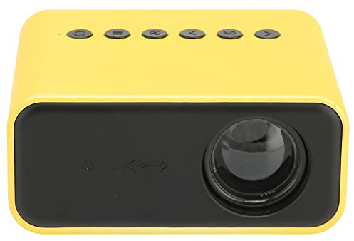 Cuifati -Projektor 1080P FHD-Filmprojektor LED-Videoprojektor Tragbarer Außenprojektor Kompatibel mit TV-Stick, HDMI, VGA, TF, AV, USB, und Android(Gelb)