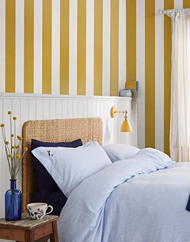 Graham & Brown Joules Harborough Stripe Antique Gold Wallpaper | Easy Paste The Wall Application | Gold Stripe Design | Eco Friendly
