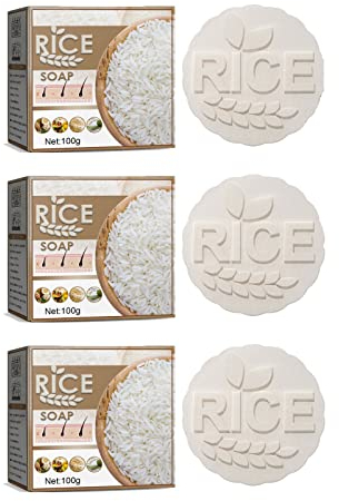 2022 Neue Rice Haar Shampoo Bar,Hair Growth Soap,Reis-Shampoo Hair Nutrition Essences Soap für trockenes geschädigtes Haar für Damen Herren (3PCS)