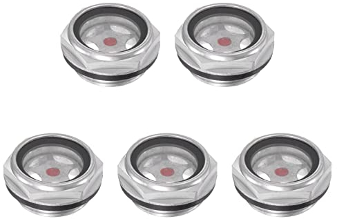 sourcing map Mirilla de Indicador de Nivel de Aceite para Compresor de Aire, Rosca Macho G3/4 Altura 16mm, Ventana de Visión de Indicador de Líquido de Aluminio, 5 Piezas