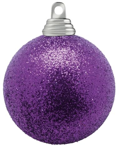 Deco Woerner Glitzer-Weihnachtskugeln in Lila aus Kunststoff, 10 cm Ø - 6 Stück