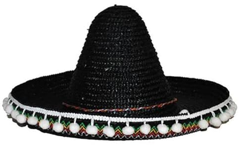 PARTY DISCOUNT NEU Mexikanischer Hut/Sombrero mit Bommeln, Durchmesser 60 cm, Schwarz