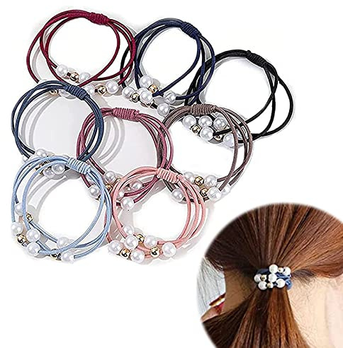 Perlen-Haargummis Elastische Haargummi Haargummis, Perle Haargummi,Mädchen Haargummis und Haarspange 20 Stück Perlen-Haargummis Elastische Haargummi Geschichtet Haarbänder Pferdeschwanz Halter Bunt
