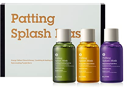BLITHE Patting Splash Mask Deluxe Collection – Chemisches Peeling Gesichtsreiniger mit AHA, Gesichts-Pflege-Kit, Reisegröße, Exklusives koreanisches Selbstpflege-Geschenkset. (3 x 70ml)