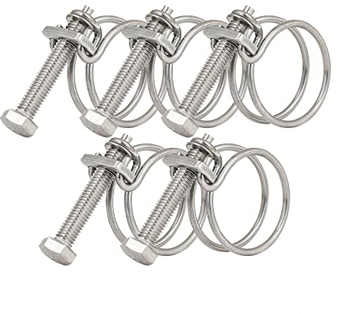 SEIWEI Fascette Stringitubo a Doppio Filo, 36-40 mm, Acciaio Inox 201, Fissaggio Universale per Tubi Idraulici, Anello Regolabile (Confezione da 5)