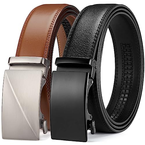 BOSTANTEN 2 Stück Gürtel Herren Ledergürtel Herren Leder Gürtel mit Automatik Schnalle Jeans Belt Sets