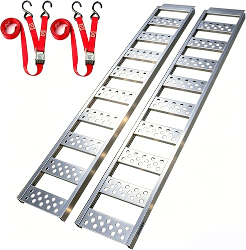 LIEKUMM Loading Ramps x 2, Heavy Duty 200 cm Aluminium Motorbike Ramps | 680 kg capcity, non - slip, wider motorcycle ramps for Vans, Trailer, ATVs, UTVs, Lawn Mowers, Tactors, Quads, Golf Carts