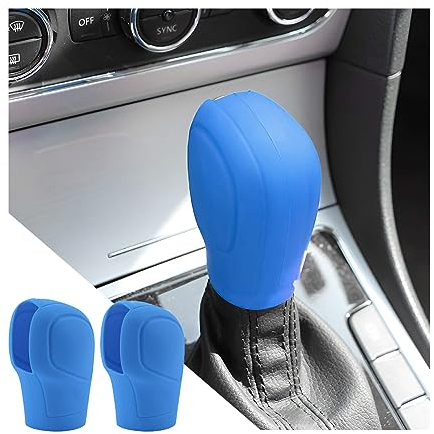 CGEAMDY 2 Stück Auto Schaltknauf Abdeckung, Universal Schaltknauf Abdeckung, Anti-Rutsch Silikon Schaltknaufabdeckung Shift Glove Skin Case Schutzhülle(Himmelblau)
