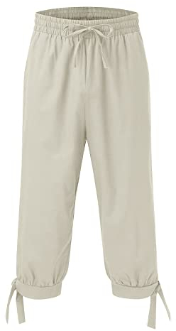 Fulidngzg Herren Mittelalter Wikinger Kelten Hose Piratenhose Retro Renaissance Kolonial Hose Cosplay Kostüm Zurück Schnürshorts