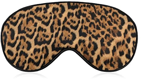 Schlafmaske mit pelzigem Leoparden-Motiv, braun, verstellbar, superweich, weich, für Reisen und Nickerchen für Männer und Frauen