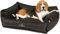 JAMAXX Premium Leder-Sofa Orthopädische Memory Visco Füllung, Hohe Seitenränder, Hunde-Couch mit Kunstleder Bezug, Reißverschluss, Hundebett PDB2019 (M) 90x70 New Anthrazit