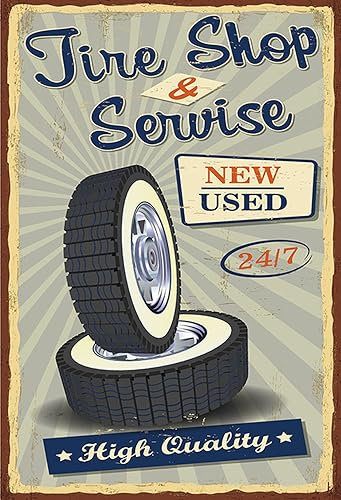 AGDeko® Blechschild Tire Shop Service 24/7 new used Größe 30x20 cm