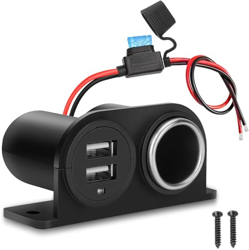 2 Stück Dual-USB-Steckdose, Zigarettenanzünder, Splitter, 12 V, Auto-Ladegerät, Steckdosenadapter, Ersatz mit Flachsicherung für Wohnmobil, Boot, Marine, LKW, ATV, UTV, Bus