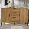 BTM Buffet de Salon, Commode avec 2 Portes et 3 tiroirs, Armoire Rangement de Salon, chêne Profond 120 x 40 x 76 cm, étagères réglables, Panneaux latéraux pour Chambre à Coucher