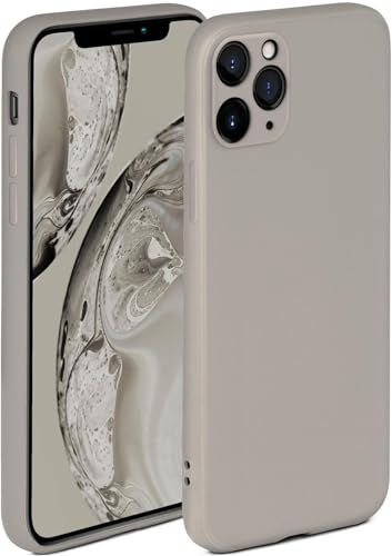 ONEFLOW Soft Case for Apple iPhone 11 Pro, Silicone Case with Camera Protection, Silicone Case with Raised Protection for Display, Back Cover, Protective Case, Soft Mobile Phone Case, Taupe