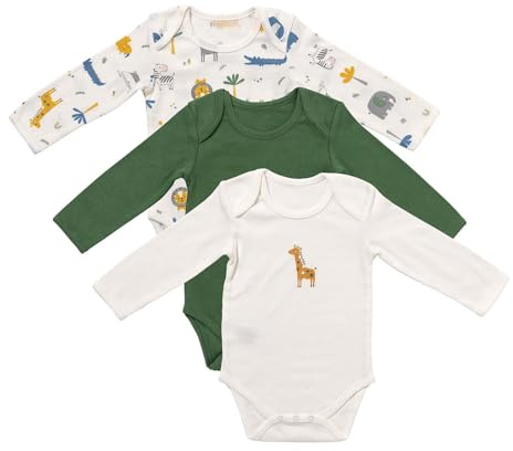 schlummersack Langarm Baby Body Set aus 100% Bio Baumwolle | 3 Stück Body Baby - Sommer Babybody Langarm Bio Baumwolle | Baby Bodys in verschiedenen Größen und Designs