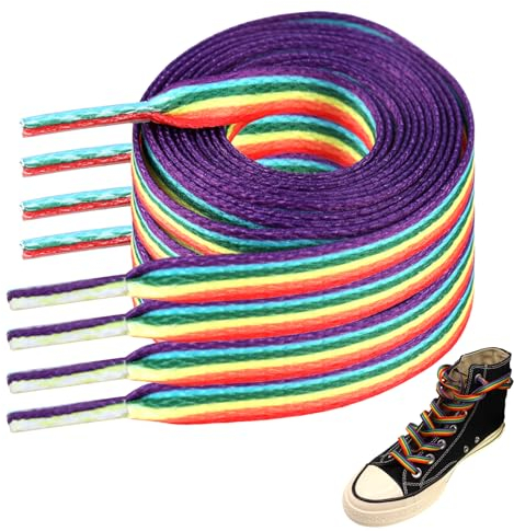Schnürsenkel Bunt, 2 Paar Regenbogen Schnürsenkel, 140cm Schnürsenkel Flach für Sneaker, Laufschuhe, Lgbtq Accessoires Sportschuhe für Individuellen Stil und Ausdruck der Persönlichkeit