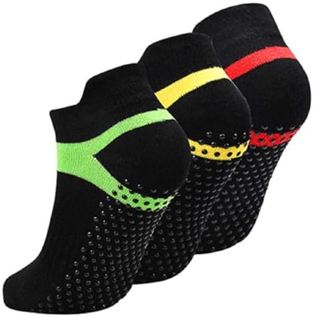 3 Paar Yoga Socken Anti-Rutsch-Socken für Damen, Pilates Socken Rutschfest für Yoga, Barre, Tanz, Ballett, Kampfsport, Trampolin, Fitness, Krankenhaus, Reha, Heim- und Körperbalance, EU 35-43