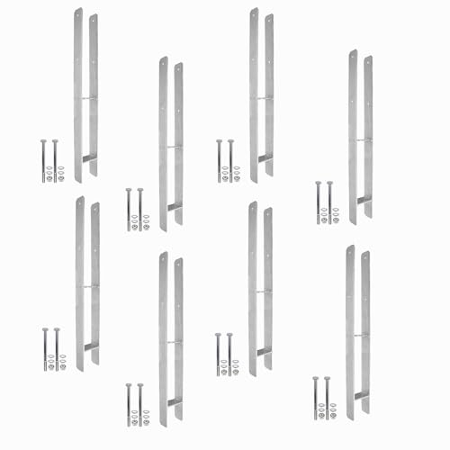 1 Set bestehend aus 8 H-Pfostenträger feuerverzinkt, extra lang, 6 mm / 800 mm für 90 mm Pfosten, inkl. Befestigungsset