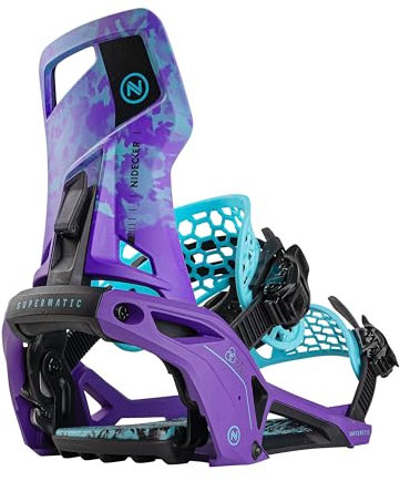 Nidecker Supermatic Snowboard – Universelle, doppelt einsteckbare automatische Bindung – Komfortabel und zuverlässig wie eine Klassische Zwei-Riemen-Bindung - Joker Purple