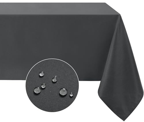 Softalker Tischdecke Mitteldecke 100x100 cm Abwaschbare Grau Outdoor Tischdecken Wasserabweisend und Fleckschutz Tischtuch Tischwäsche aus 210 GSM Polyester Tbale Cloth für Abendessen, Party, Festival
