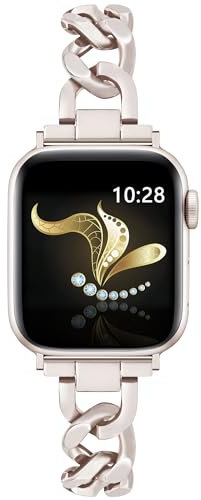 Ocaer Compatible Apple Watch Straps 42mm 40mm 38mm, Metal iWatch Strap for Apple Watch Series 10 9 8 7 SE 6 5 4 3 2 1, Slim Bracelet Band, Women (Starlight)