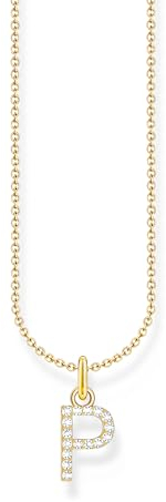 THOMAS SABO Halskette Buchstabe P vergoldetes Silber mit Zirkonia KE2255-414-14