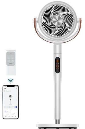Dreo - Fan for Bedroom, 100ft Standing Fan for Home, 120°+105°Smart Oscillating Pedestal Fans with Voice Control, DC Motor, Quiet Fan