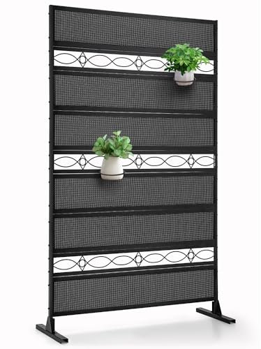 INMOZATA Rattan Decorative Garden Screen Freestanding 2m High, Garden Privacy Screen Outdoor & Indoor with Stand & Metal Frame, Decorative Divider Privacy Screen for Garden Balcony Patio Lawn Yard