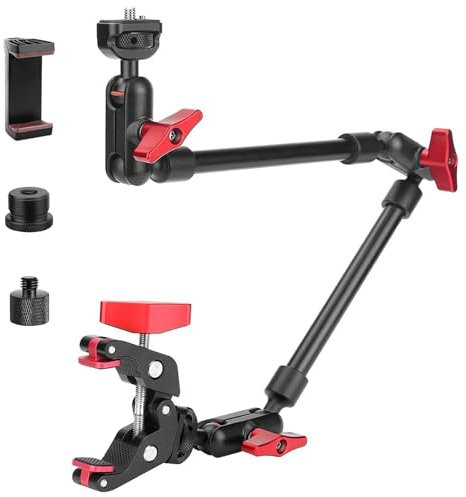 JEBUTU 22 Magic Arm with Clamp, 360° Flexible Camera Desk Mount & Clamp, Overhead Desk Mount, Articulating Friction Boom Arm with 1/4 Thread for Webcam, Microphone, Action Camera, Smartphones