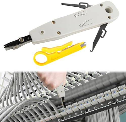 Punch Down Tool,1 Pcs Data Punch Down Tool with Wire Stripper Combo,Network Punch Down Tool,Internet Punch Tool for Rj45/Cat5/Cat6/Ca7