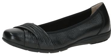 CAPRICE Damen Ballerinas aus Leder Bequem, Schwarz (Black Deer), 39 EU