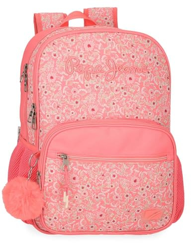Pepe Jeans Nahid Zaino scuola doppio scomparto rosa 30 x 40 x 12 cm Poliestere by Joumma Bags, Rosa, 30x40x12 cms, Zaino scuola doppio scomparto