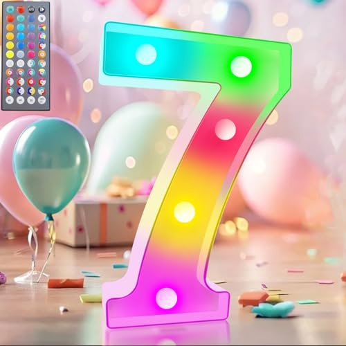 Colorful LED Marquee Lights with Remote, RGB Color Changing Battery Powered Number Lights for Birthday, Wedding, Christmas Decor