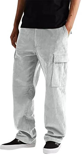 SRZYMJ Cargohose Kurz Herren Beige Jogginghose Herren 3/4 Freizeithosen für männer Kurze Hosen Outdoor Trainingshose lang Sport Bekleidung Softshellhose Winter Winterhose Trekkinghose kurz MTB Grey L