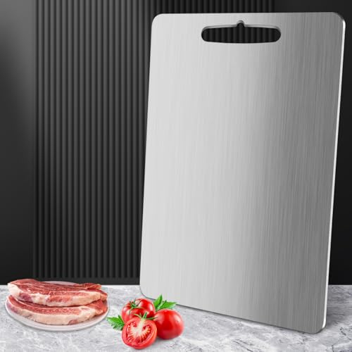 HOTUT Schneidbrett aus Edelstahl,Schneidebretter für die Küche,Aufhängbar und leicht zu reinigen,schneidebrett für Fleisch, Obst-29x20cm