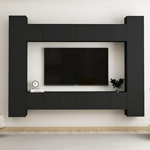 Ensemble de 10 meubles TV en bois noir