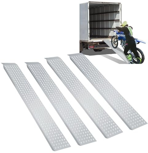 Sonnewelt 4er Auffahrrampe 200kg pro Stück Verladerampe rutschfeste Verladeschiene Verzinkter Stahl Rampe Auto,Rasenmäher und mehr leicht 160cm,Laderampe für Motorrad,PKW ATV Quad