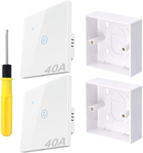 Acmerota Intelligenter Zeitschalter für Tauchsieder, WiFi-Warmwasserbereiterschalter, 40 A, 8000 W, funktioniert mit Amazon Alexa, Google Assistant und Smart Life APP (45 mm tiefe Box)