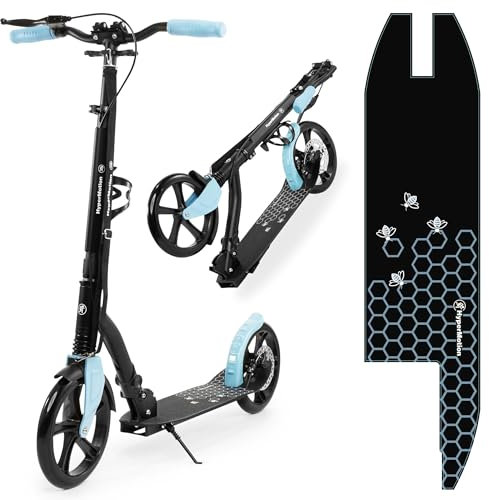 HyperMotion Honeybee Cityscooter für Erwachsene und Jugendliche - Tretroller aus Aluminium mit 250mm-Rädern, klappbar, höhenverstellbar von 98-110cm, belastbar bis 100kg