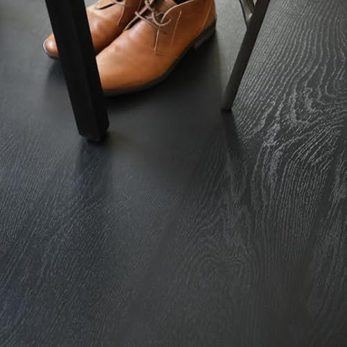 Sol Vinyle Résistance Pro - Parquet Bois Vintage Peint - Noir - Rouleau de 4m x 3.00m