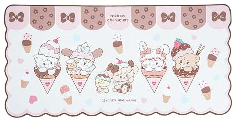 GeekShare Mauspad mit genähtem Rand, rutschfeste Gummiunterseite, großes Gaming-Mauspad, niedliche Cartoon-Schreibtischunterlage mit gewelltem Rand für Gaming im Homeoffice – Mikko Ice Cream