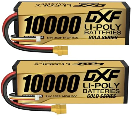 DXF 3S Lipo Akku 11,4V 10000mAh 150C Hardcase Batterie mit XT90 Stecker für RC Evader BX Auto Car Truck LKW Truggy RC Hobby (2PCS)